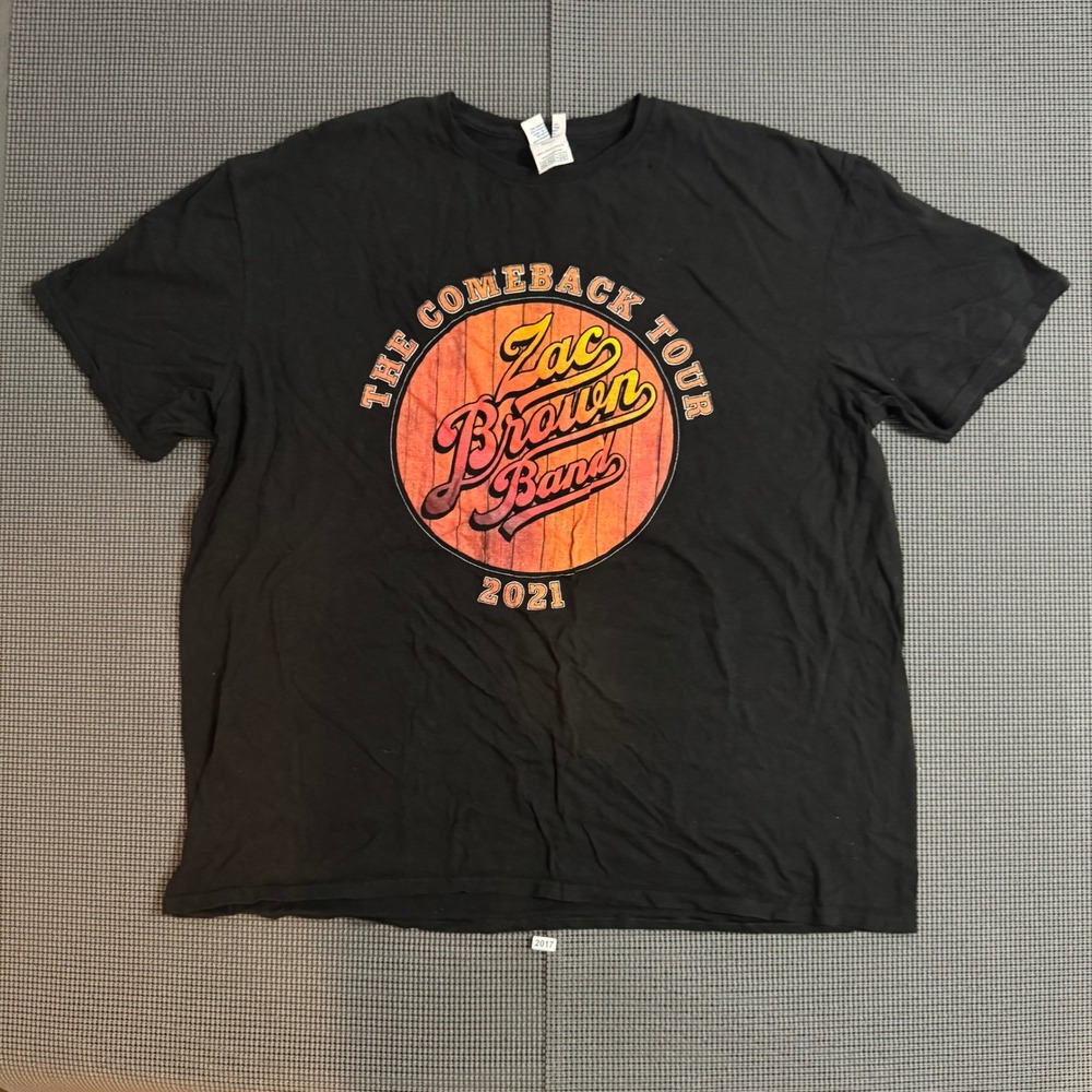 Zac Brown Band The Comeback Tour 2021 T-Shirt Black Mens 2XL Concert Graphic Tee